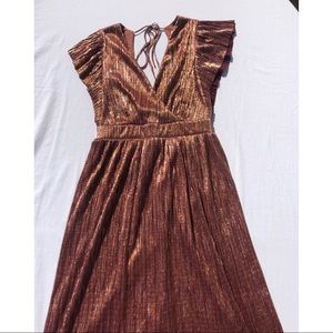 Copper Metallic Midi Dress by June and Hudson